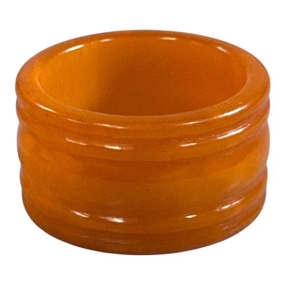 Vintage Orange subtle white swirls-Catalin Bakelite Napkin Holder Ribbed Bands - Picture 1 of 6